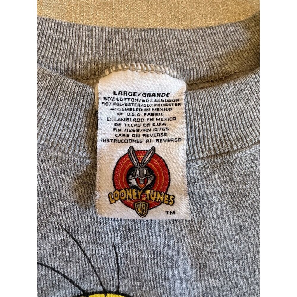 Vintage Tweety Bird Absolutely Not Sweatshirt Crewneck Large Looney Tunes‎ Gray - Picture 3 of 6